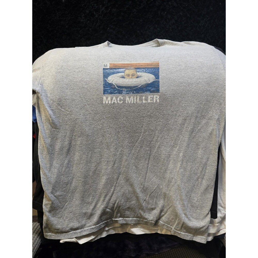 Mac Miller T Shirt Men's M Gray Photo Spell Out Hip Hop Rap Graphic Short Sleeve